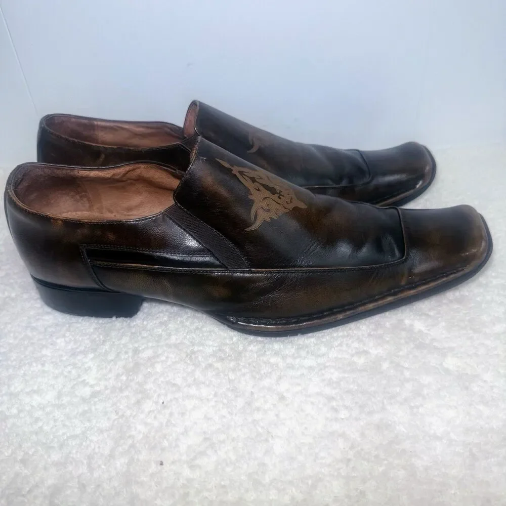 Giorgio Brutini Men’s 12M Brown Leather Slip On Loafers Shoes GB158222